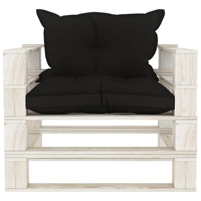 vidaXL Ogrodowe siedzisko z palet z czarnymi poduszkami, drewniane