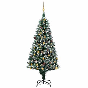vidaXL Sztuczna choinka z LED, bombkami i szyszkami, 210 cm