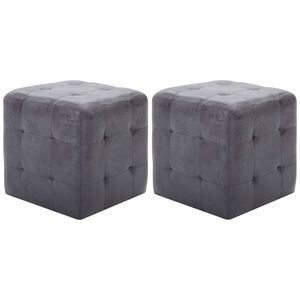 vidaXL Pufy, 2 szt., szare, 30 x 30 x 30 cm, sztuczna sk&oacute;ra zamszowa