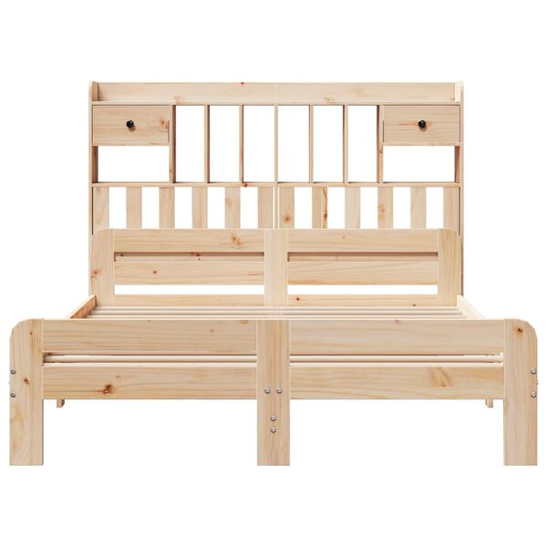 vidaXL Ł&oacute;żko z regałem, bez materaca, 160x200 cm, lite drewno sosnowe