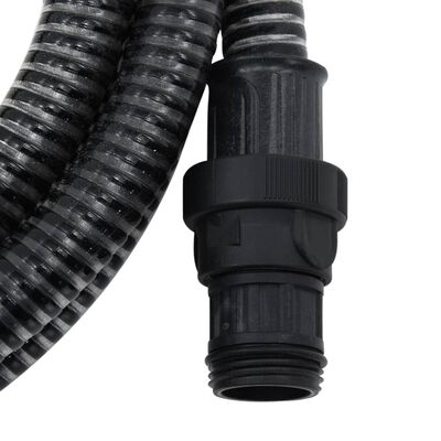vidaXL Wąż ssący z mosiężnymi złączami, czarny, 1" 10 m, PVC