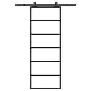 vidaXL Drzwi przesuwne z osprzętem, szkło ESG i aluminium, 76x205 cm