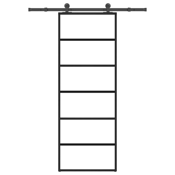 vidaXL Drzwi przesuwne z osprzętem, szkło ESG i aluminium, 76x205 cm