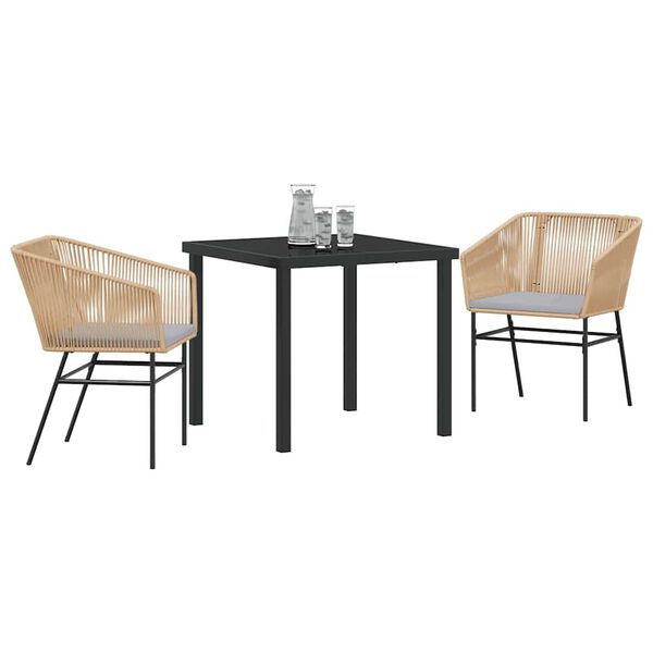 vidaXL Zestaw do jadalni w ogrodzie z poduszką 3 pcs Brązowy