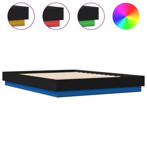 vidaXL Rama ł&oacute;żka z LED bez materaca Czarna 150x200 cm