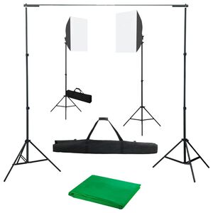vidaXL Fotograficzny zestaw studyjny z lampami softbox i tłem