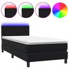 vidaXL Ł&oacute;żko kontynentalne z materacem i LED, czarne, 100x220 cm, aksamit
