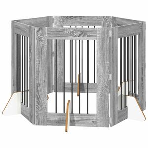 vidaXL Bramka dla ps&oacute;w z podp&oacute;rkami 6 pcs Szary Sonoma 60 x 80 cm