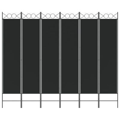 vidaXL Parawan 6-panelowy, czarny, 240x200 cm, tkanina