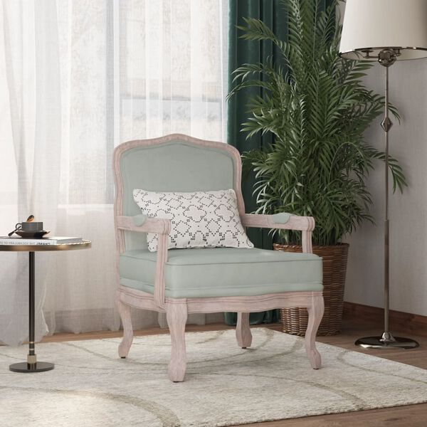 vidaXL Fotel, jasnoszary, 64x64x90 cm, obity aksamitem