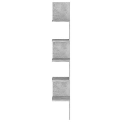 vidaXL Narożna półka ścienna, szarość betonu, 20x20x127,5 cm, płyta