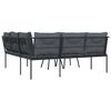 vidaXL Ogrodowy zestaw mebli z poduszkami, czarny, stal i textilene