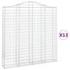 vidaXL Kosze gabionowe, 13 szt, 200x30x200/220cm, galwanizowane żelazo