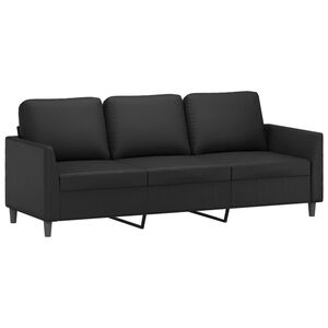 vidaXL 3-osobowa sofa, czarna, 180 cm, obita sztuczną sk&oacute;rą