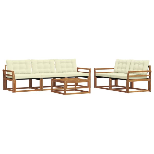 vidaXL Zestaw sof na zewnątrz z poduszką 6 pcs Naturalny i Kremowy