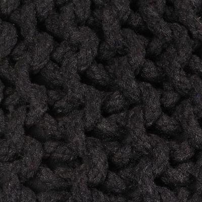 vidaXL Puf z ręcznie dzierganym pokryciem z bawełny, 50x35 cm, czarny