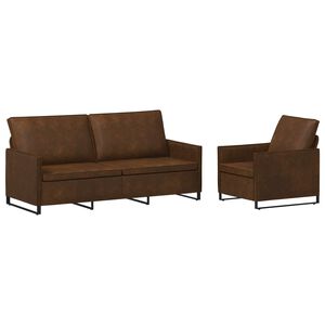 vidaXL Zestaw Sof 2 pcs brązowy Materiał zamszowy syntetyczny