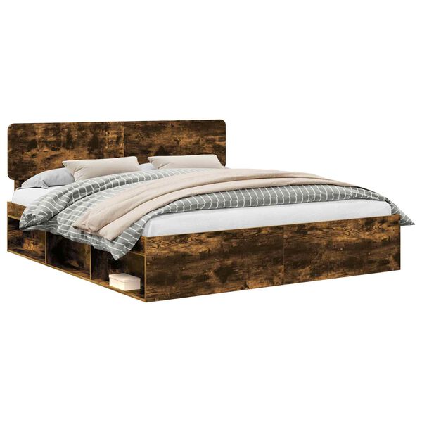 vidaXL Ramka ł&oacute;żka Dąb wędzony 180 x 200 cm Lite drewno sosnowe