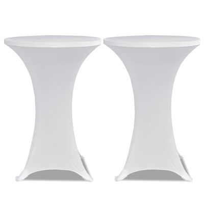 vidaXL Obrus na stół barowy Ø 80 cm, biały, elastyczny, 2 szt.
