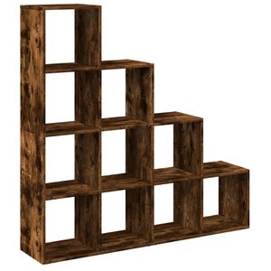 vidaXL Regał przegroda, 4 poziomy, przydymiony dąb, 131,5x29x131,5 cm