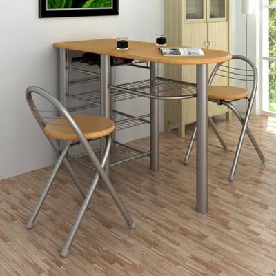 vidaXL Zestaw do baru lub kuchni, stół i krzesła, drewno