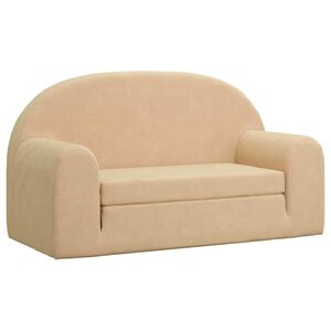 vidaXL 2-os. sofa dla dzieci, rozkładana, kremowa, miękki plusz