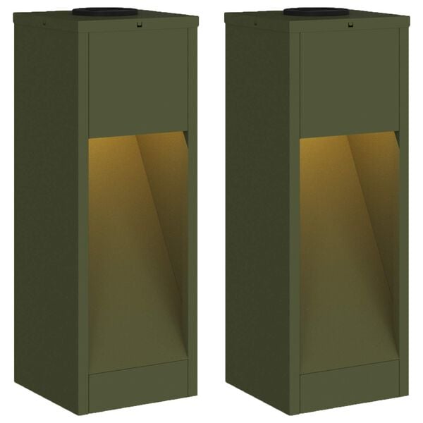 vidaXL Solarna Lampa LED na Ścieżkę 2 pcs Zielony oliwkowy