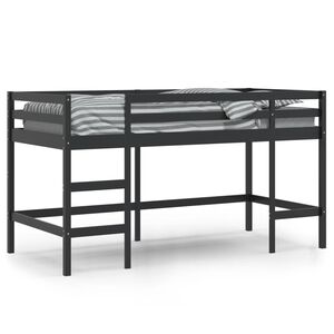 vidaXL Rama ł&oacute;żka dla dzieci z drabinką, czarna, 90x200 cm, lita sosna