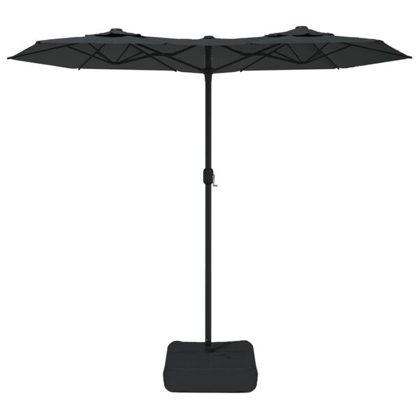 vidaXL Podwójny parasol ogrodowy z LED, antracytowy, 316x145 cm
