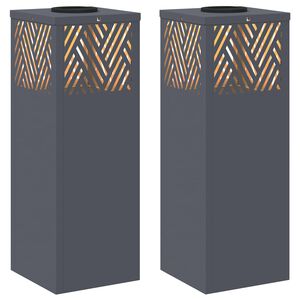 vidaXL Słoneczna LED lampa na ścieżkę Jodełka 2 pcs Antracyt