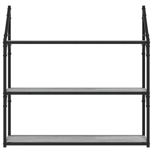 vidaXL Regał ścienny z 3 p&oacute;łkami, szary dąb sonoma, 80x21x78,5 cm