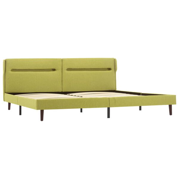 vidaXL Rama ł&oacute;żka z LED, zielona, tapicerowana tkaniną, 140 x 200 cm