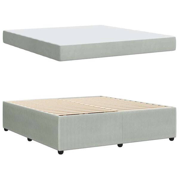 vidaXL Ramka ł&oacute;żka z materacem Jasnoszary 180 x 200 cm tkanina