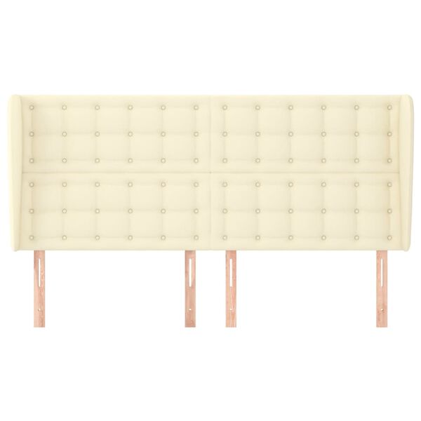 vidaXL Zagł&oacute;wek uszak, kremowy, 203x23x118/128 cm, sztuczna sk&oacute;ra