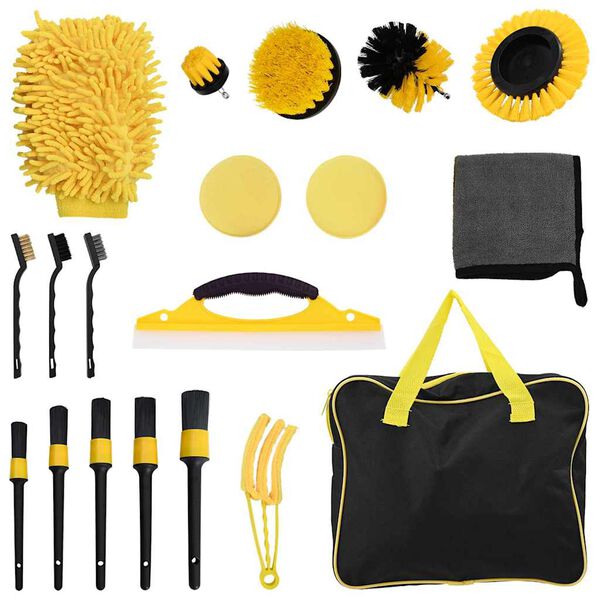 vidaXL Zestaw szczotek do samochodu Wielokolorowe polirattan