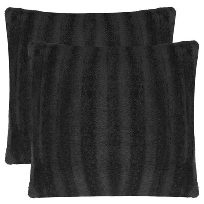 vidaXL Poszewki na poduszki, 2 szt., sztuczne futro, 50x50 cm, czarne