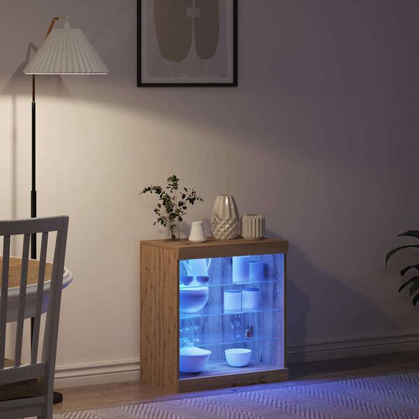 vidaXL Komoda LED Ze LED Lights Dąb rzemieślniczy 60,5 x 37 x 67 cm