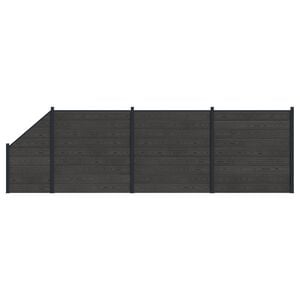 vidaXL Zestaw ogrodzeniowy 4 szt. 619 x 186 cm WPC i aluminium Czarny