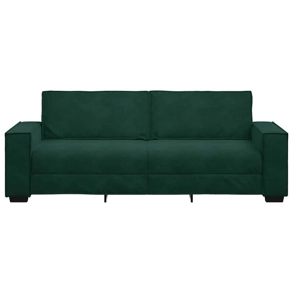 vidaXL Sofa 3-osobowa, ciemnozielony, 220x78x84 cm, obita aksamitem