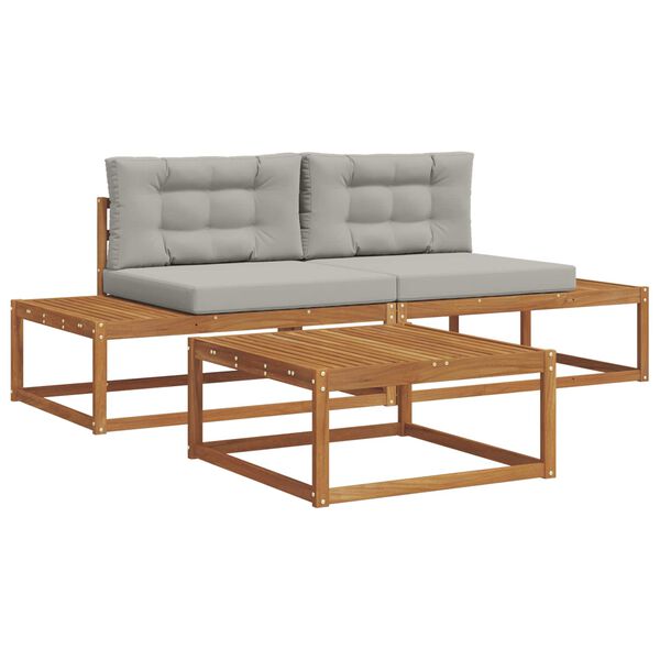 vidaXL Zestaw sof na zewnątrz 3 Sztuka Naturalny i Jasny Szary