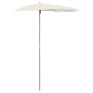 vidaXL P&oacute;łokrągły parasol ogrodowy na słupku, 180x90 cm, piaskowy