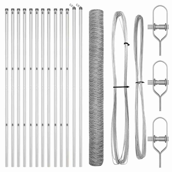 vidaXL Słupek ogrodzeniowy. Srebrny 25 x 1,6 m (siatka 36 mm) Stal
