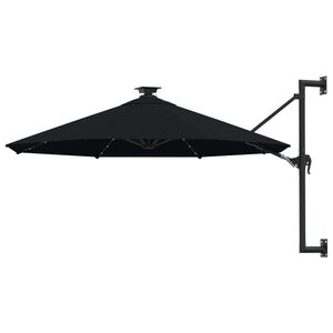 vidaXL Parasol ogrodowy z LED, ścienny, 300 cm, czarny