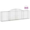 vidaXL Kosze gabionowe, 25 szt, 300x30x80/100 cm, galwanizowane żelazo
