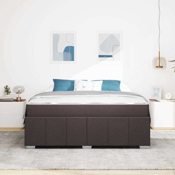 vidaXL Ramka ł&oacute;żka z materacem Ciemny brąz 180 x 200 cm tkanina