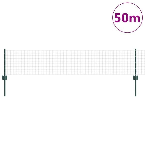 vidaXL Ogrodzenie z słupkiem Zielony 0,4 x 50 m Stal i PVC