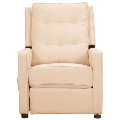 vidaXL Rozkładany fotel ułatwiający wstawanie, kremowy, tkanina