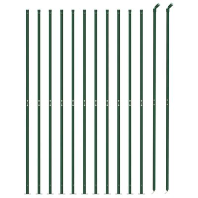 vidaXL Ogrodzenie z siatki, ze stopami słupków, zielone, 1,8x25 m