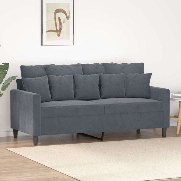 vidaXL Sofa 2-osobowa, ciemnoszary, 140 cm, tapicerowana aksamitem