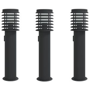 vidaXL Lampy ogrodowe na słupku, z gniazdkiem, 3 szt., czarne, 60 cm
